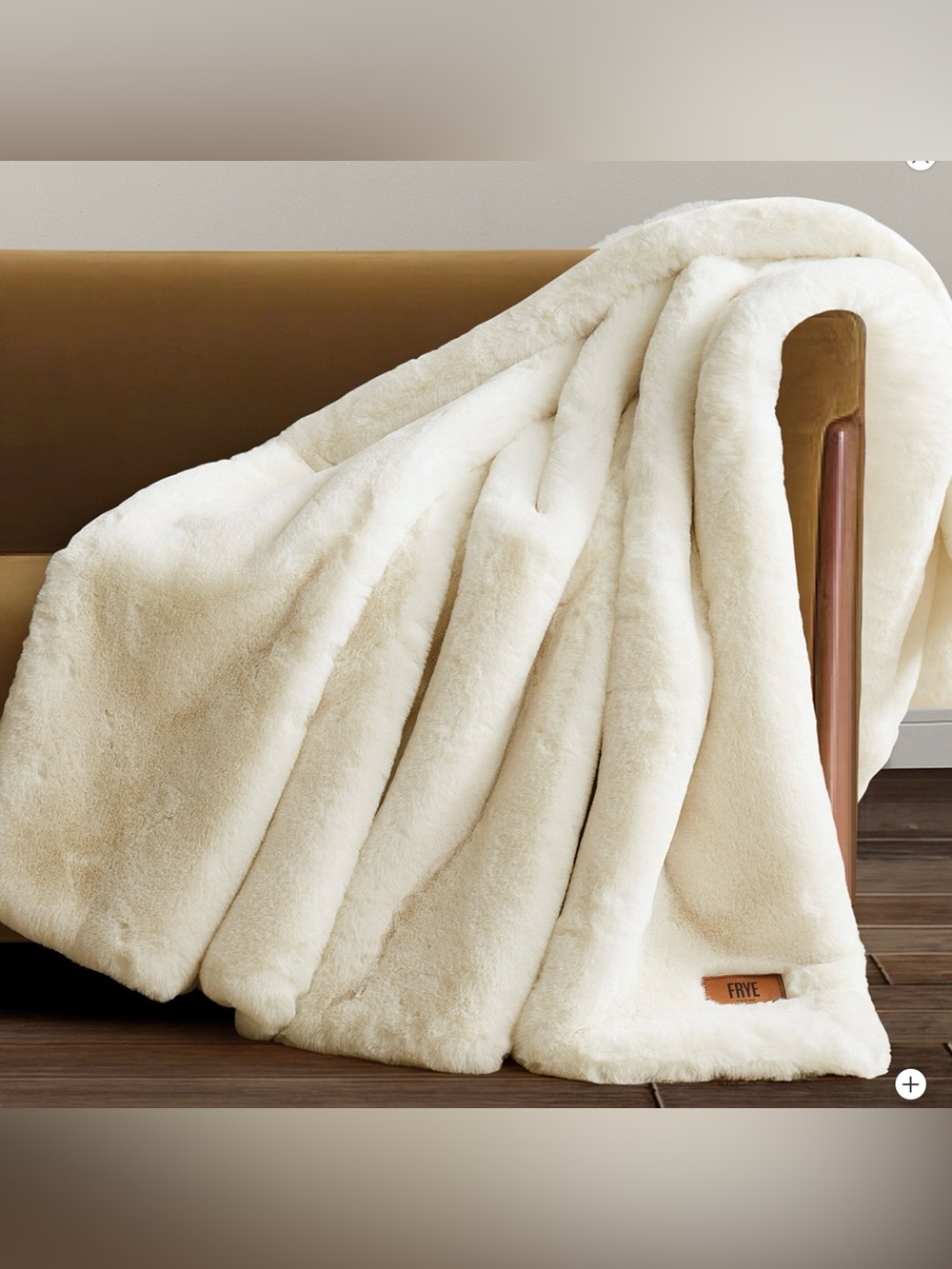 Frye Ivory Faux Fur Throw Blanket